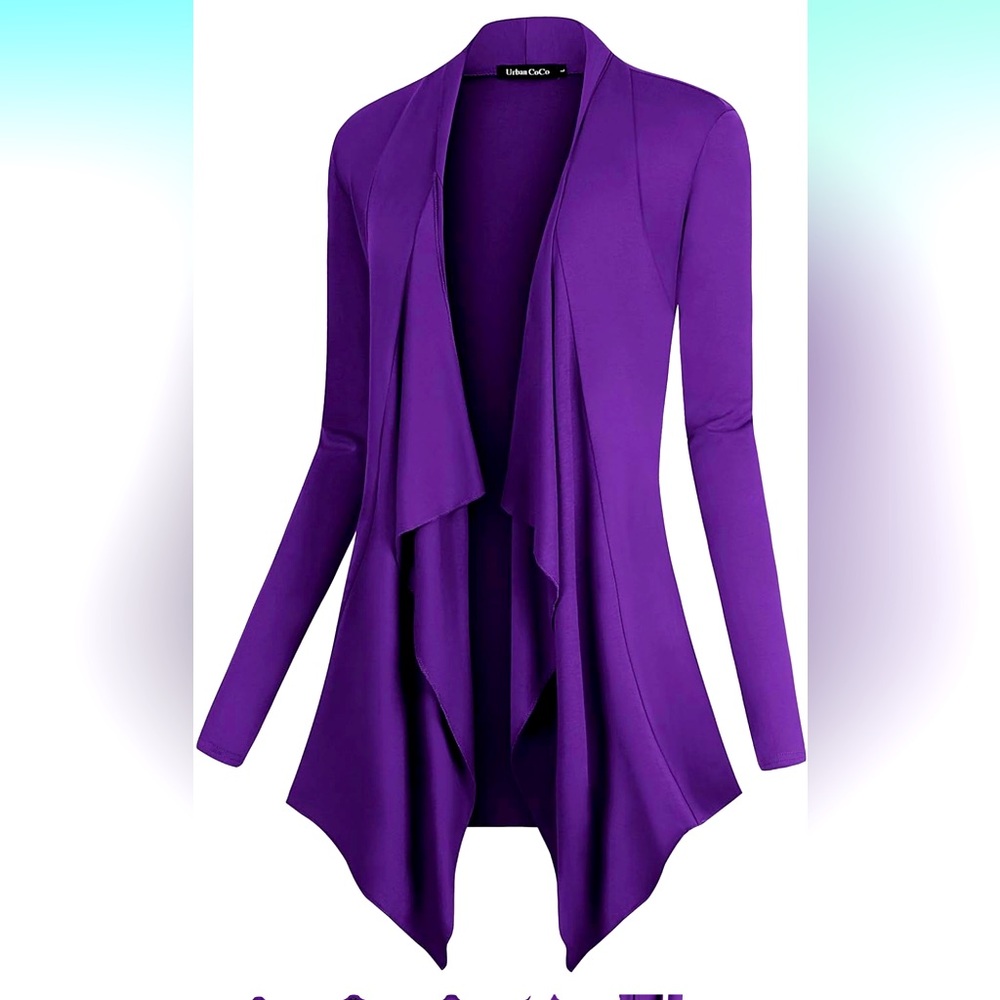Urban CoCo Women's Drape Front Open Cardigan Long Sleeve Irregular Hem size 2X